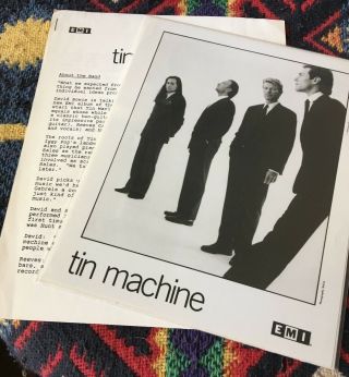 DAVID BOWIE VINYL tin machine LP 1st debut VINTAGE,  3 PAGE PROMO & PHOTO 2
