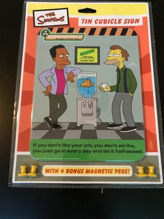 The Simpsons Tin Cubicle Sign With Bonus Magnetic Pegs 2004 Rocket Usa - Nip