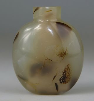 Antique Chinese Snuff Bottle Agate Carved Shadow - Qing 19th C