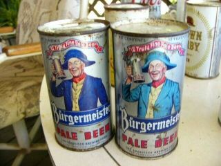 (2) Vintage Burgermeister Pale Beer Flat Top Cans San Francisco