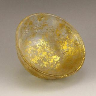 Antique Chinese Peking Glass Bowl Painted in Gold Glass Qing Dynasty 18th/19th c 2