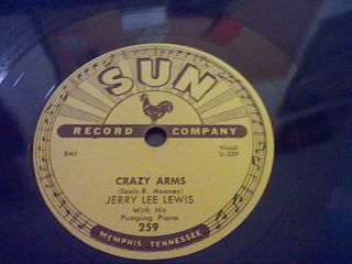 Jerry Lee Lewis Sun Records 78 Rpm Single Crazy Arms/end Of The Road Sun 259