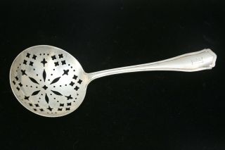 Shreve & Co.  Sterling Silver Dolores 8 - 3/8 " Large Pierced Pea Serving Spoon " D "