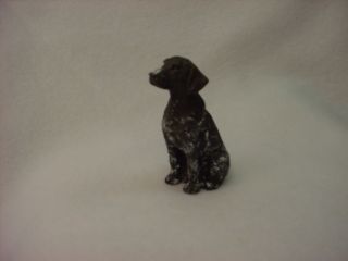 German Shorthair Pointer Dog Hand Painted Figurine Resin Miniature Small Mini