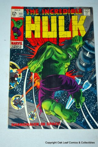 Incredible Hulk 111 Marvel Comic Book F - Vf