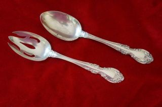 Melrose By Gorham Sterling 2 Piece Serving Spoon And Slotted / Pierced No Mono