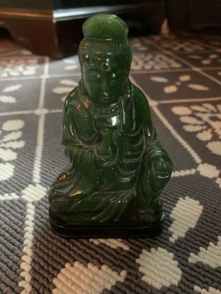 Cina (china) : Chinese Carved Nephrite Jade Buddha Figurine 6”