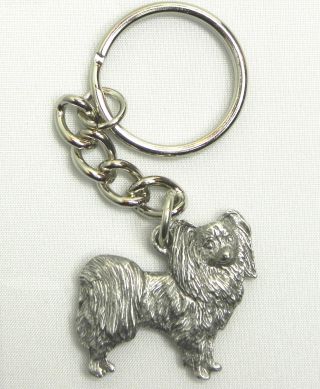 Papillon Dog Keychain Keyring Harris Pewter Made Usa Key Chain Ring