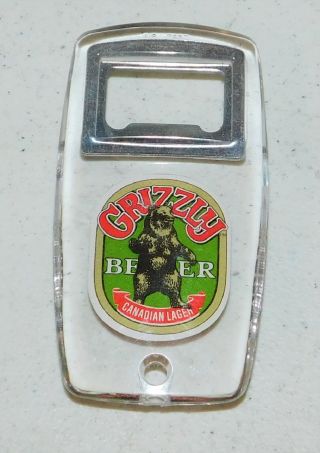 Grizzly Beer Canadian Lager Vintage Lucite Bottle Opener