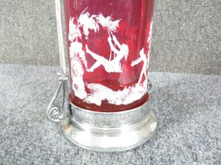 Pickle Castor silver plate Cranberry Mary Gregory insert 3