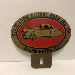 Vintage Metal State Farm Auto Ins.  Co Gas And Oll Sign License Plate Topper