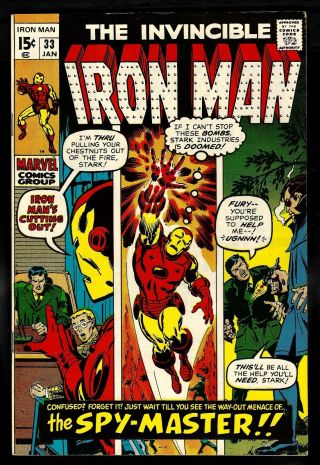 Iron Man 33 Vf,  8.  5 1971 1st Spymaster Marvel Uncertified