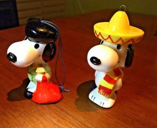 Peanuts Snoopy Matador And Sombrero Christmas Ornaments