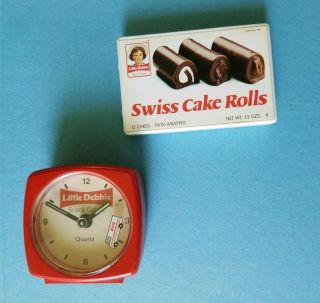 Vintage Advertising Little Debbie Snack Cake Truck Clock Swiss Cake Rolls Radio