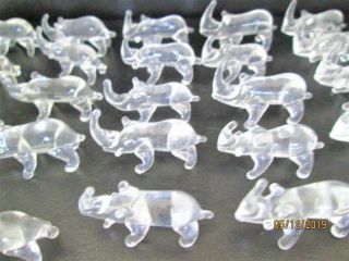 28 Vintage Miniature Clear Glass Rhinos Animals Sizes Slightly Vary