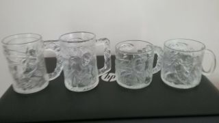 Mcdonalds Batman Forever Glass Mugs - Complete Set Of 4 - 1995 - Vintage