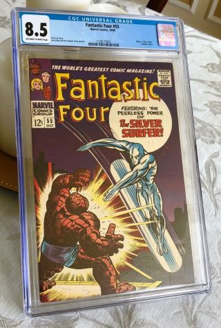 Marvel Comics Fantastic Four 55; Cgc 8.  5; Silver Age 1966; Feat.  Silver Surfer