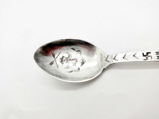 OLD NATIVE AMERICAN STAMPED DESIGN STERLING SILVER SOUVENIR SPOON,  HEAD HANDLE 3
