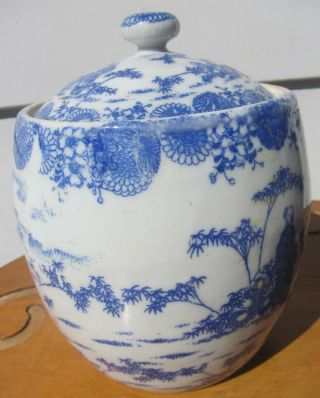 Rare Chinese Export Antiques Porcelain Blue White Tea Caddy Ginger Jar