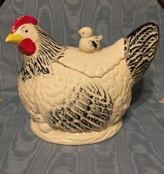 Vintage Hen On Nest W/ Baby Chick Cookie Jar 1940 