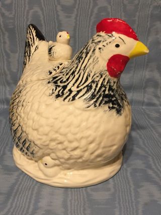 Vintage Hen on Nest w/ Baby Chick Cookie Jar 1940 ' s USA 3