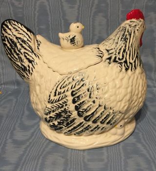 Vintage Hen on Nest w/ Baby Chick Cookie Jar 1940 ' s USA 4