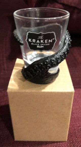 Kraken Black Spiced Rum Shot Glass With Cool 3d Tentacle - In Package