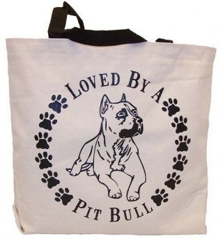 Loved By A Pit Bull Tote Bag Made In Usa