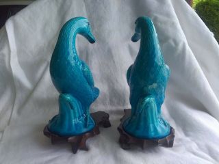 Antique Chinese Export Porcelain Duck Figurines 7.  5 inches tall with stands 2