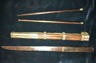 Antique Chinese Chopsticks & Knife Trousse Traveling Eatery Set 3 No Sword