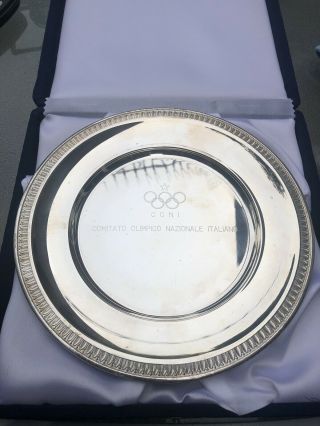 7in Solid Silver Olympic Plate Boxed In Vgc 172g