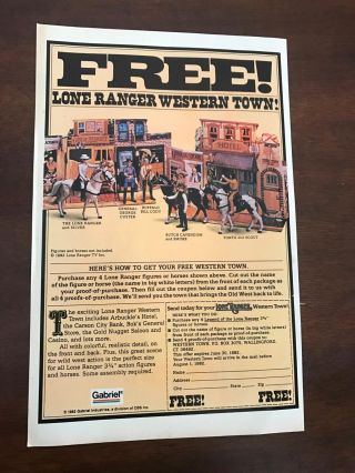 1982 Vintage 6.  5x10 Comic Print Ad For Gabriel Lone Ranger Western Town Figures