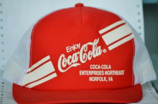 Vintage Enjoy Coca - Cola Trademark Trucker Hat Cap Ent.  Northeast Norfolk,  Va