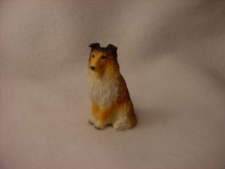 Sheltie Sable Puppy Figurine Dog Hand Painted Miniature Small Mini Resin Statue