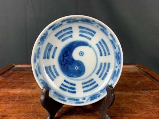 19th C.  Chinese Blue And White Bagua Yingyang Dish