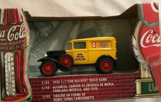 Ertl Coca Cola 1930 1/2 Ton Delivery Truck Bank Die - Cast Metal 1/43 Scale