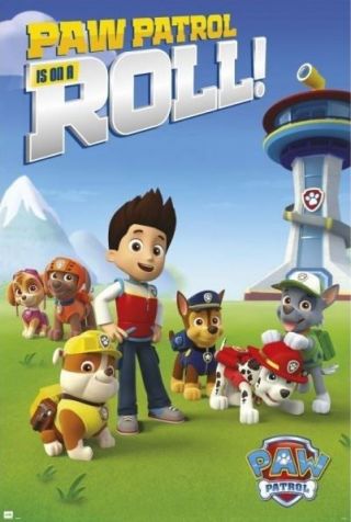 Paw Patrol Is On A Roll 24x36 Cartoon Poster Nickelodeon Dogs Puppy