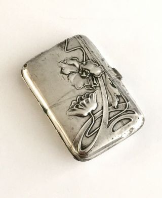 Art Nouveau German Solid Silver Cigarette Case C1900