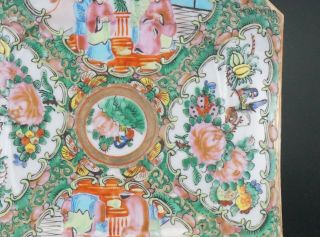 Pair Antique Chinese Canton Famille Rose Porcelain Square Plate Tray 19th C 4