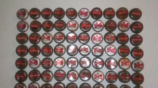 100 Budweiser Bottle Caps with Red Logo 2