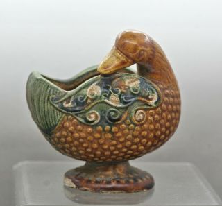 Antique Chinese Tang Sancai 唐三彩 Duck Form Ceramic Brush Washer C1800s