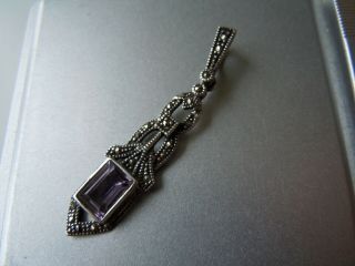 Antique Imperial Russian Silver 84 Pendant With Amethyst Faberge Design