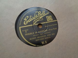 Buddy Bradley & His Rhythm Kings " Trouble In Paradise " On Edison Bell W8 78 Rpm