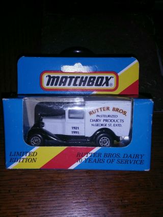 Rutter Bros.  Dairy - Vintage 1990 Matchbox Die - Cast Delivery Truck -