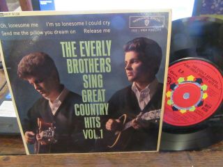 " The Everly Brothers Sing Great Country Hits Vol.  1 " Rare Mono 7 " Ep - Wep 6128