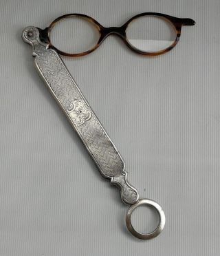 Vtg 1897 Levi & Salaman Solid Silver Ladies Lorgnettes Folding Reading Glasses