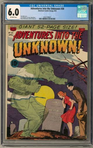 Adventures Into The Unknown 30 Cgc 6.  0 (ow) Ken Bald Werewolf Ghost Cover