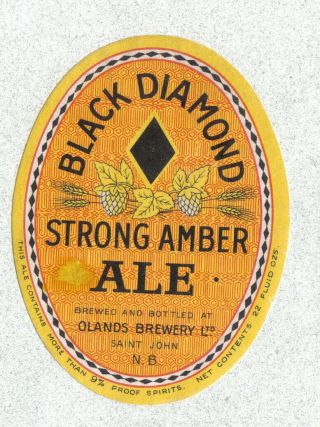 Beer Label - Canada - Black Diamond Strong Amber Ale - Saint John,  Brunswick