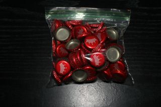 100 Red Budweiser Bottle Caps{mostly Red Crown}