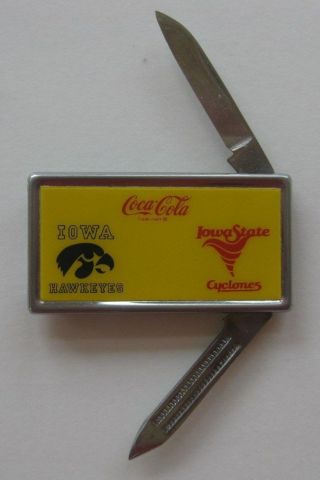 Rare Coca Cola Money Clip,  Knife & File – Iowa Hawkeyes/iowa State Cyclones